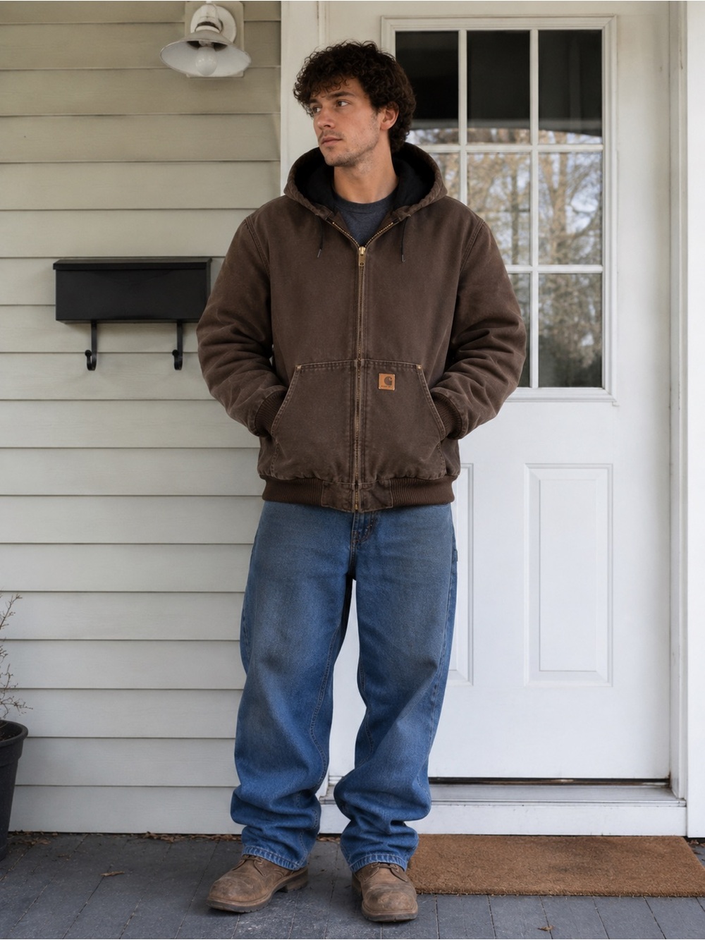 Carhartt Brown Hooded Work Jacket